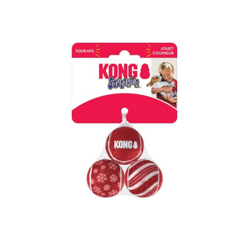 KONG Julleksak SqueakAir Ball 3p Rød